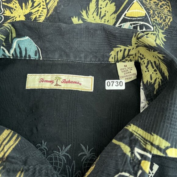 Tommy Baham Silk Hawaiian Button Shirt Martini Cocktail Floral‎ Pineapple Mens M - Picture 5 of 9